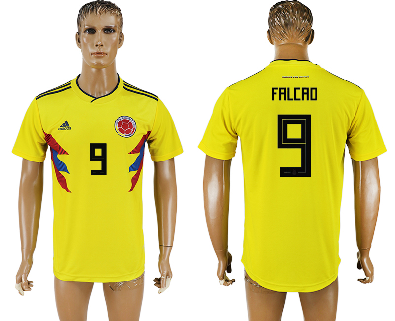 2018 world cup Maillot de foot COLUMBIA #9 FALCAO YELLOW